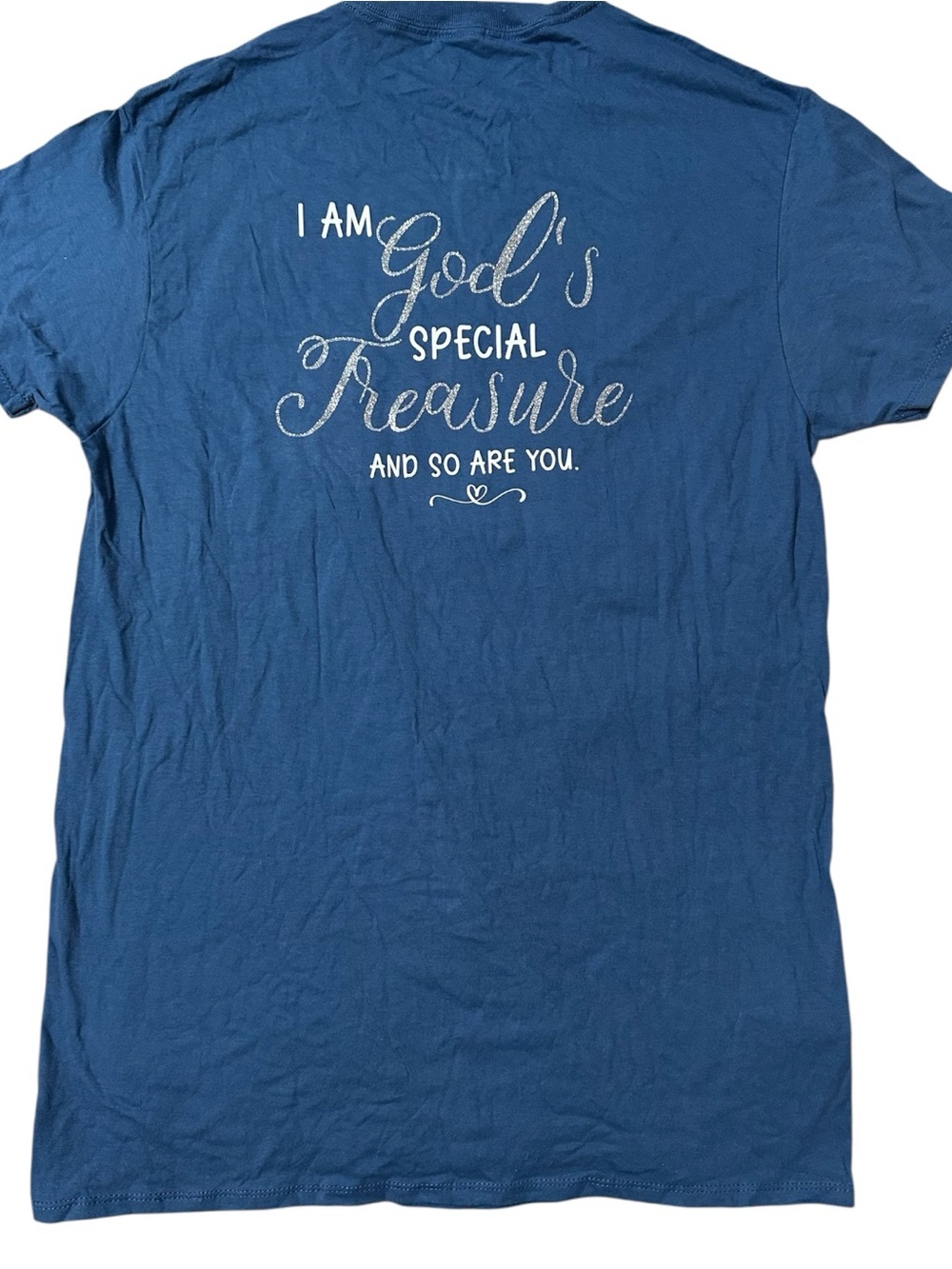 Blue Short Sleeve Tee- Faith Shirt- Gods Special Treasure - Picture 1 of 4